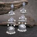 Statement Zirconia Handcrafted Silver Long Jhumka