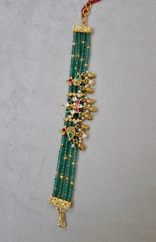 Rani Regal Paachi Kundan Emerald Heritage Rajwadi Bracelet