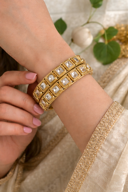 Signature Moissanite Kundan Openable Bangles