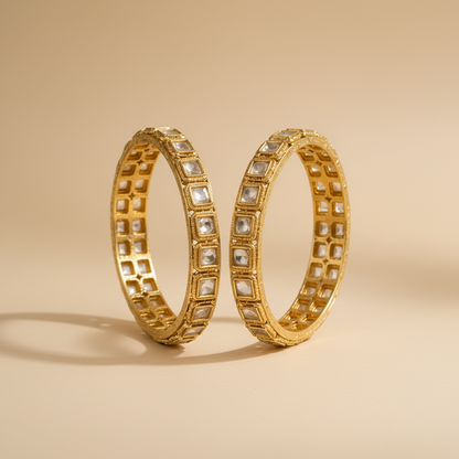 Signature Moissanite Kundan Openable Bangles