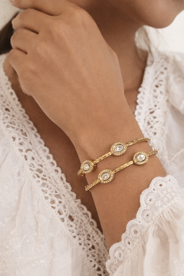 Signature Moissanite Antique Bangles- Pair of 2