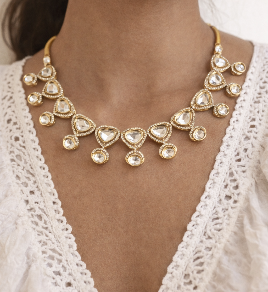 Moissanite Kundan Necklace Set