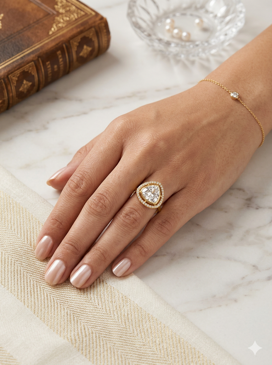 Moissanite Kundan Ring