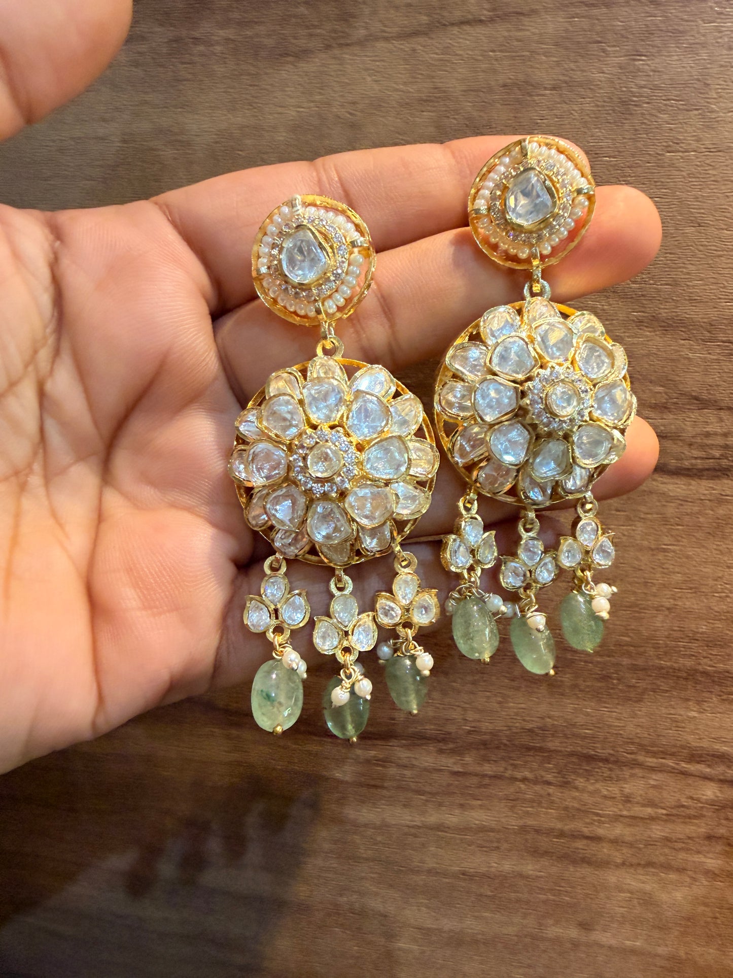 Statement Handsetted Moissanite Polki Chandbali