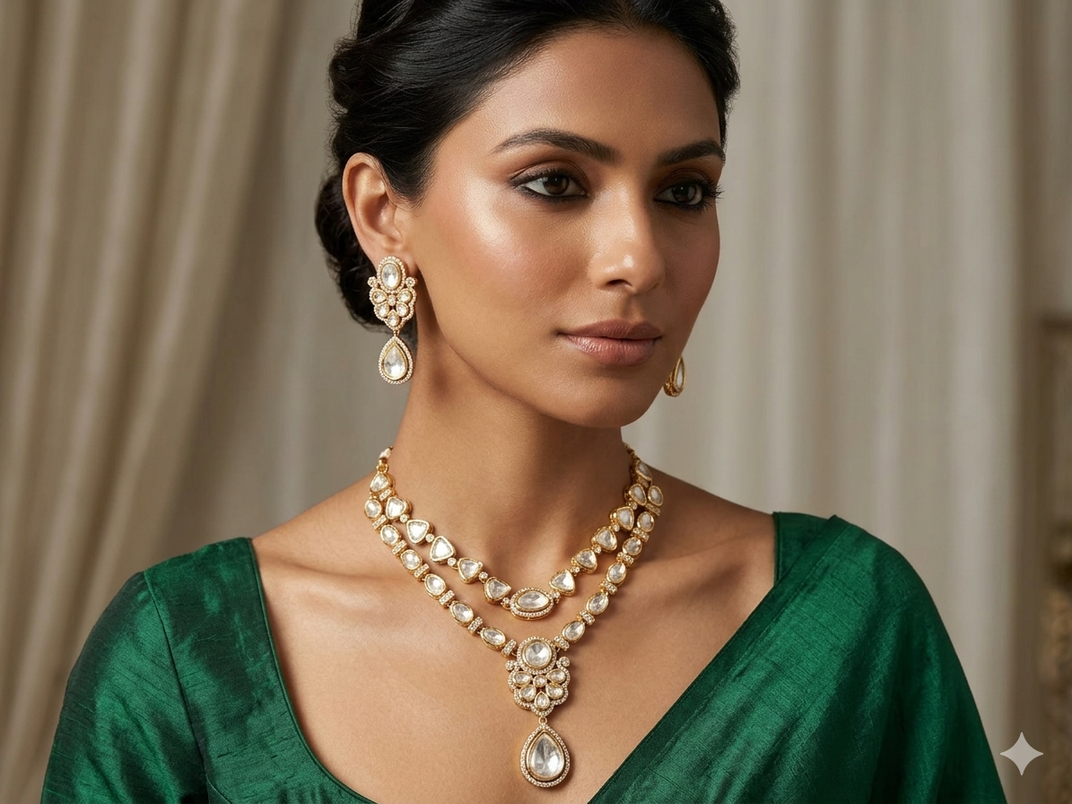Statement Moissanite Layered Necklace Set