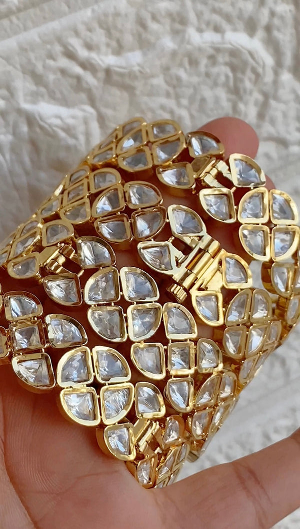 Signature Moissanite Polki Openable Bangle - Pair
