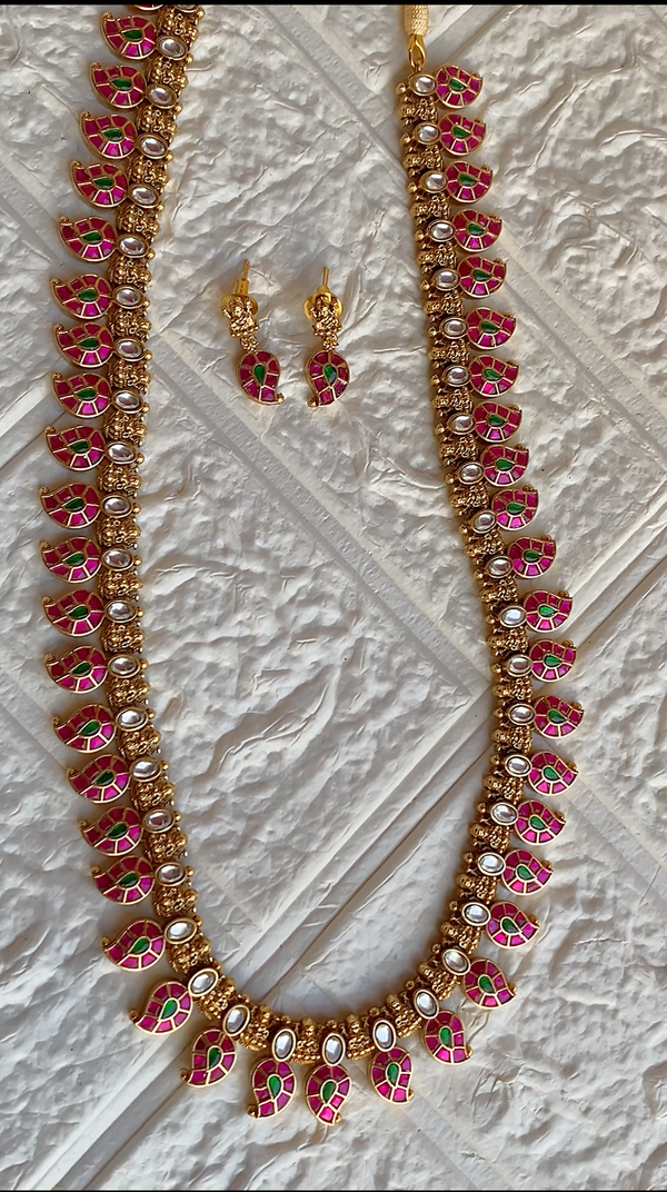 The Signature Kemp Jadau Mango Long Haram Neckpiece set