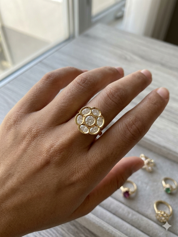 Statement Floral Moissanite Ring