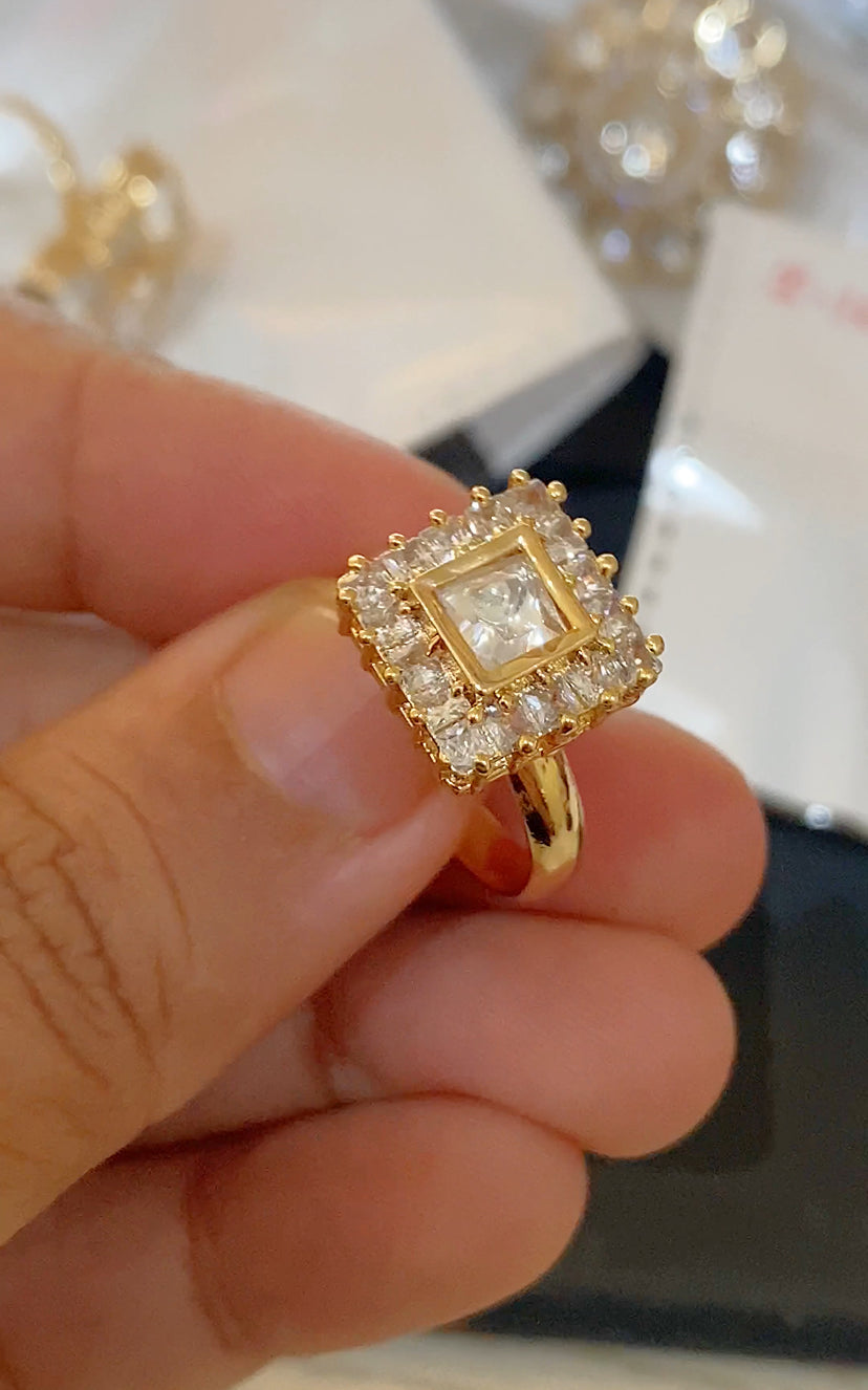 Statement Square Halo Moissanite Rings