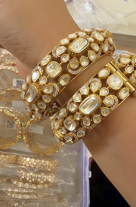 Apsara Statement Polki Screw Openable Bangles - Pair