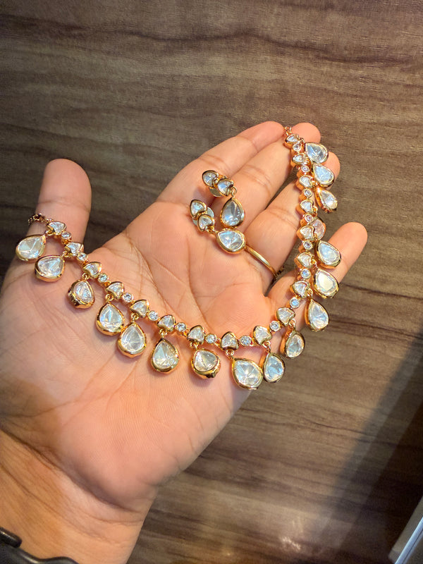 Signature Moissanite Polki Necklace Set