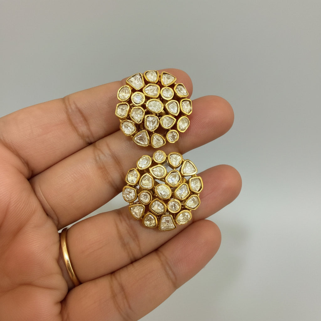 Moissanite Polki Studs