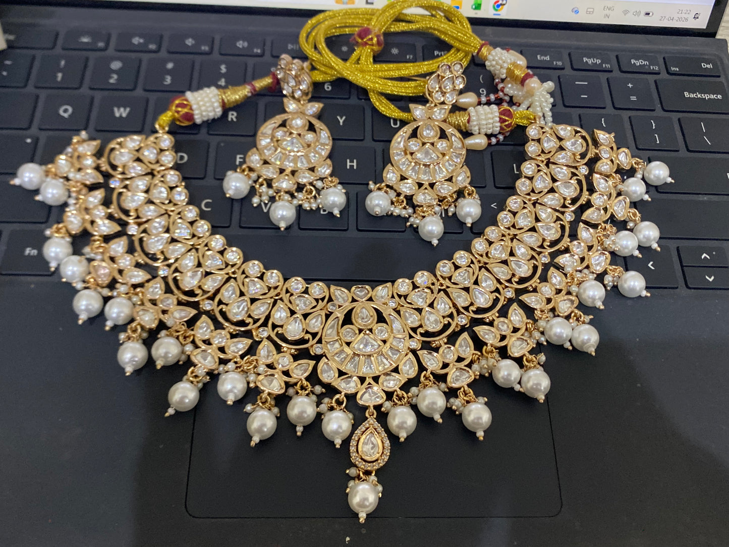 Statement Moissanite Polki Necklace set