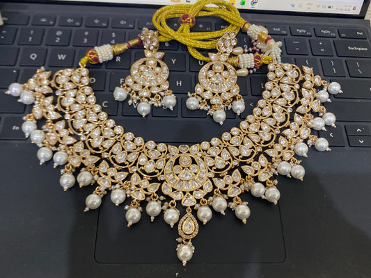 Statement Moissanite Polki Necklace set