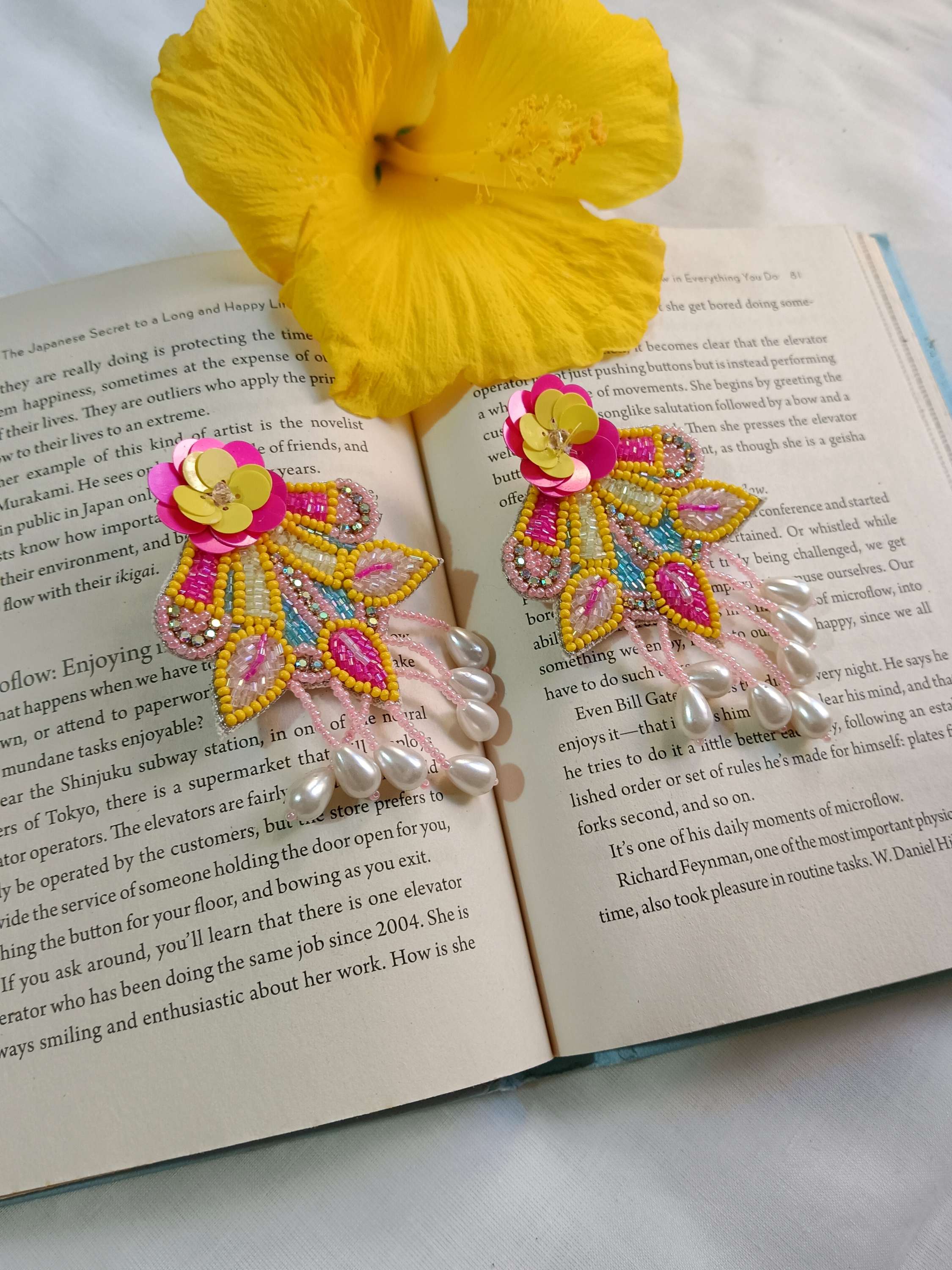 Satrangi Beads Pearl Handmade Earrings