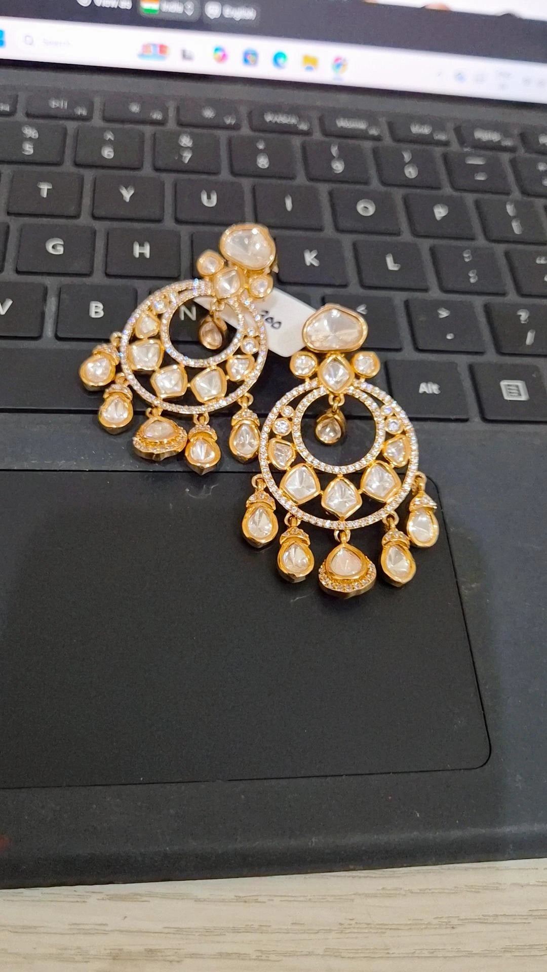 Signature Moissanite Polki Medium Chandbali