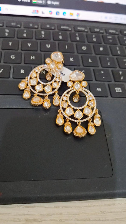 Signature Moissanite Polki Medium Chandbali