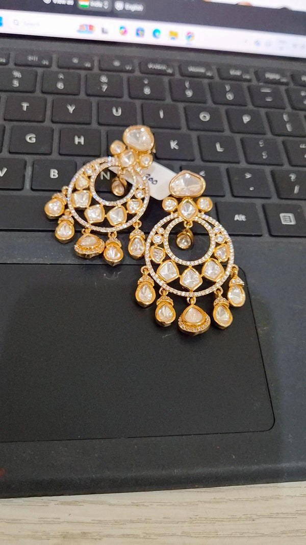 Signature Moissanite Polki Medium Chandbali