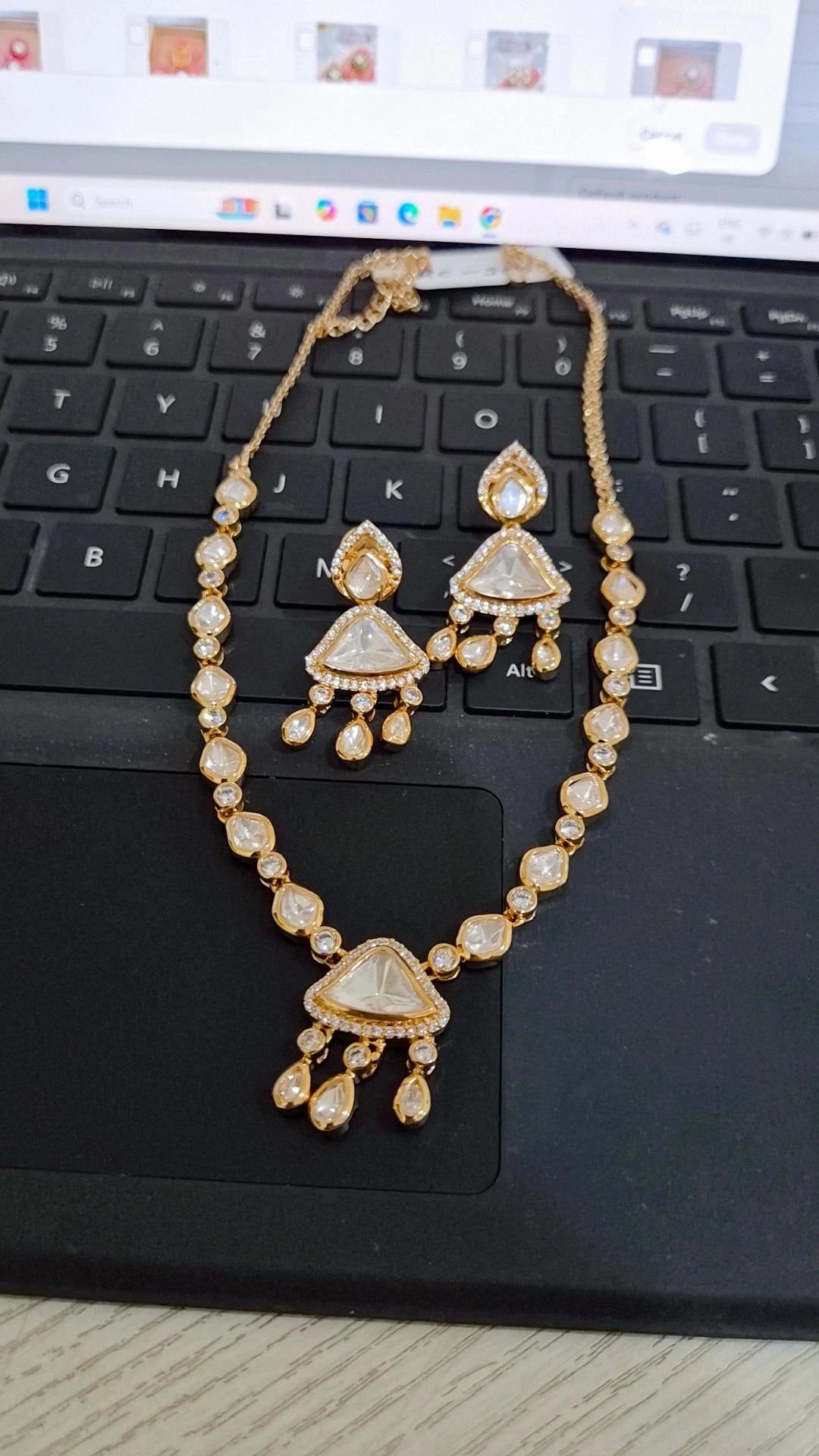 Signature Moissanite Polki Necklace Set