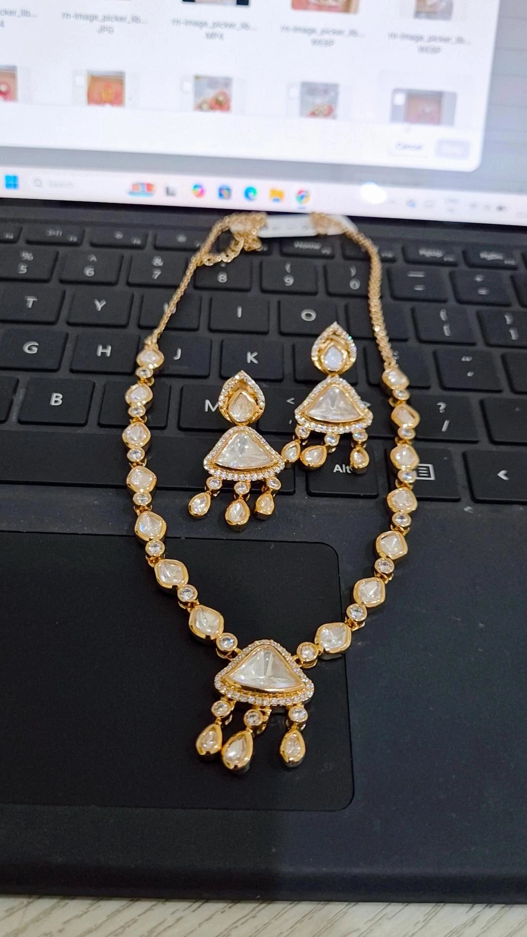 Signature Moissanite Polki Necklace Set