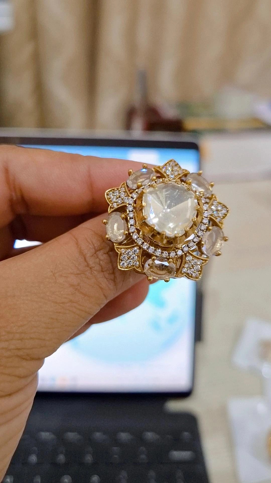 Statement Moissanite Polki 3D Ring