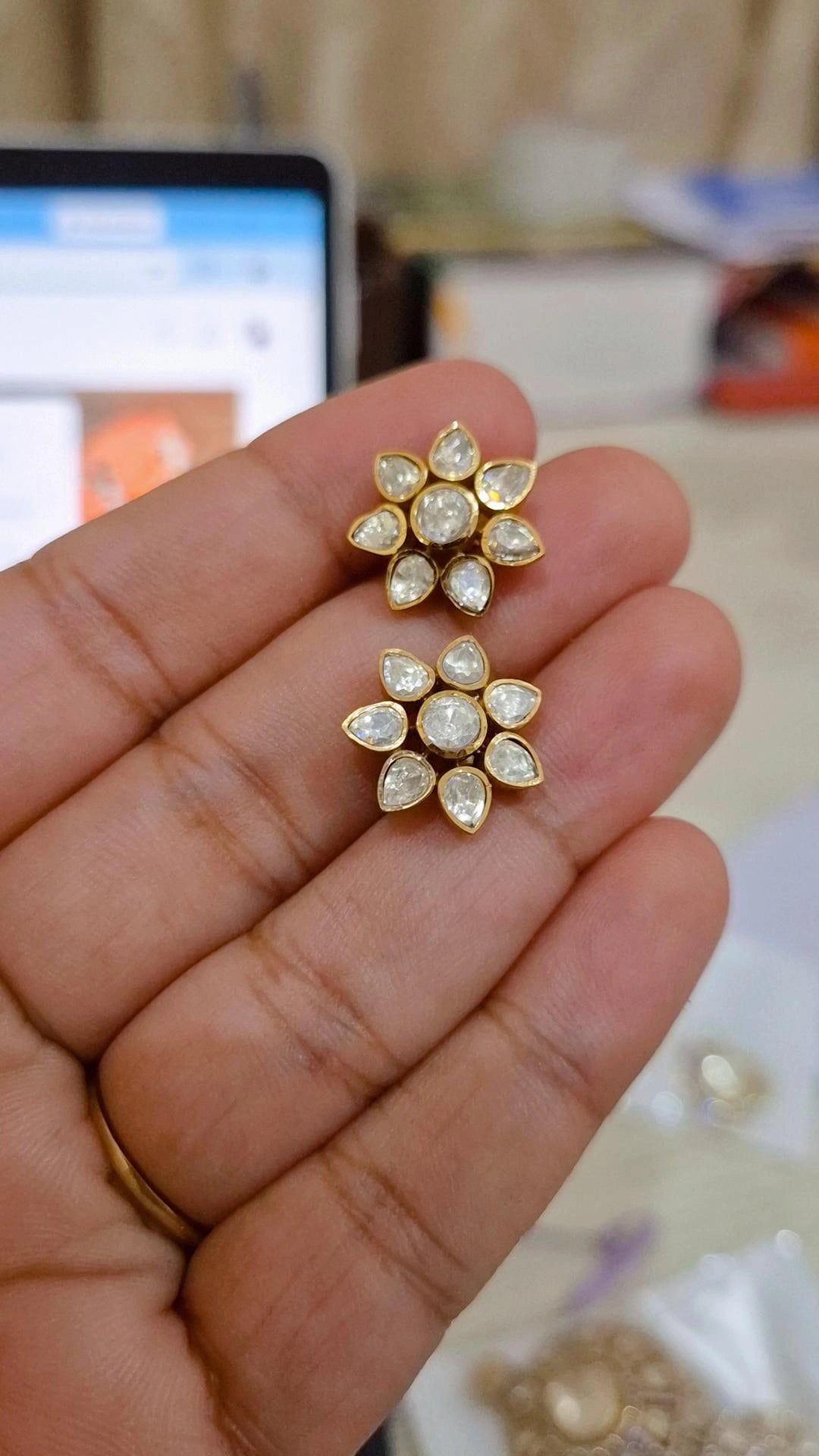 Little Star Moissanite Polki Stud Earrings