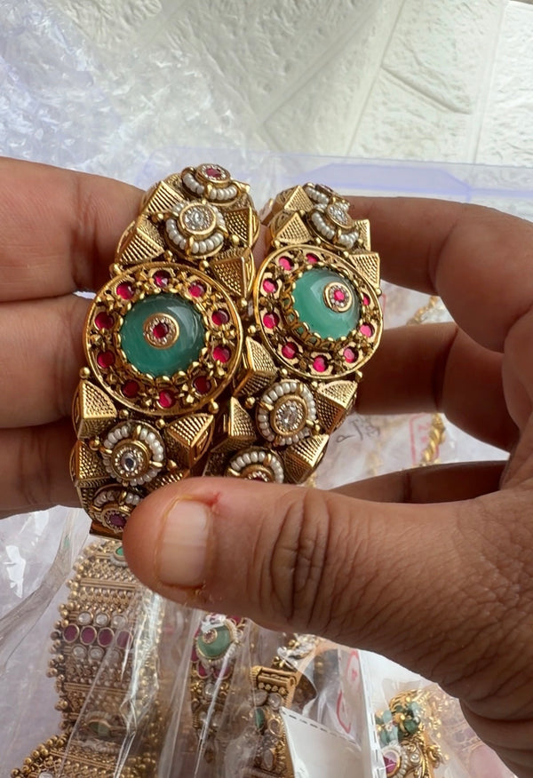 Statement Gargi Rajwadi Heritage Bangles - Pair