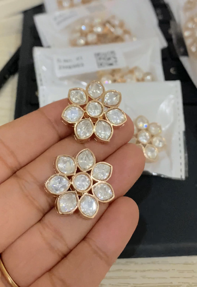 Floral Moissanite Stud Earrings
