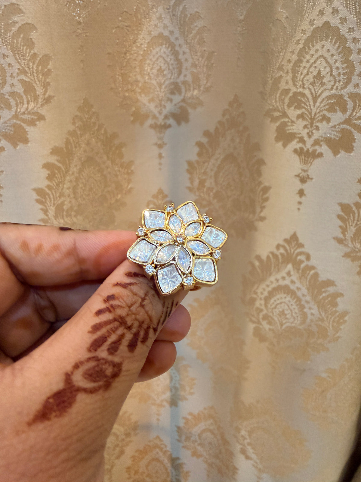 Floral Moissanite Adjustable Ring