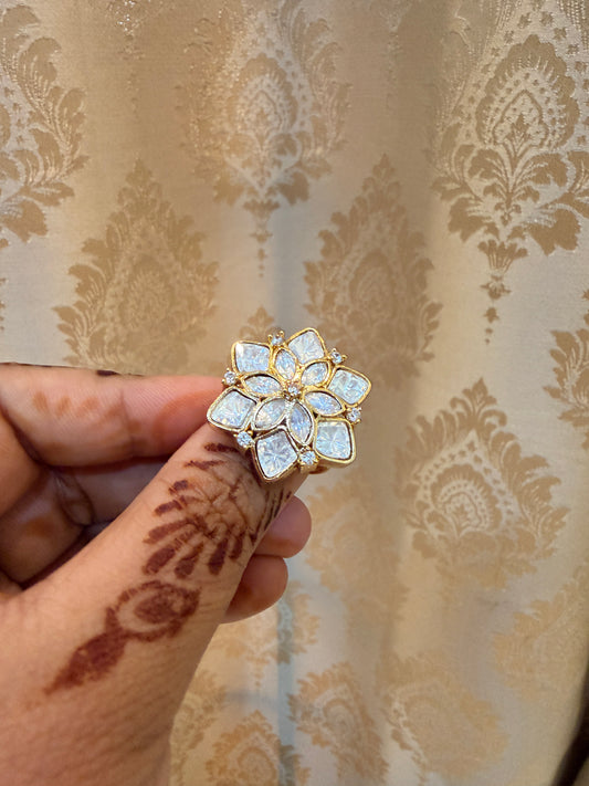 Floral Moissanite Adjustable Ring