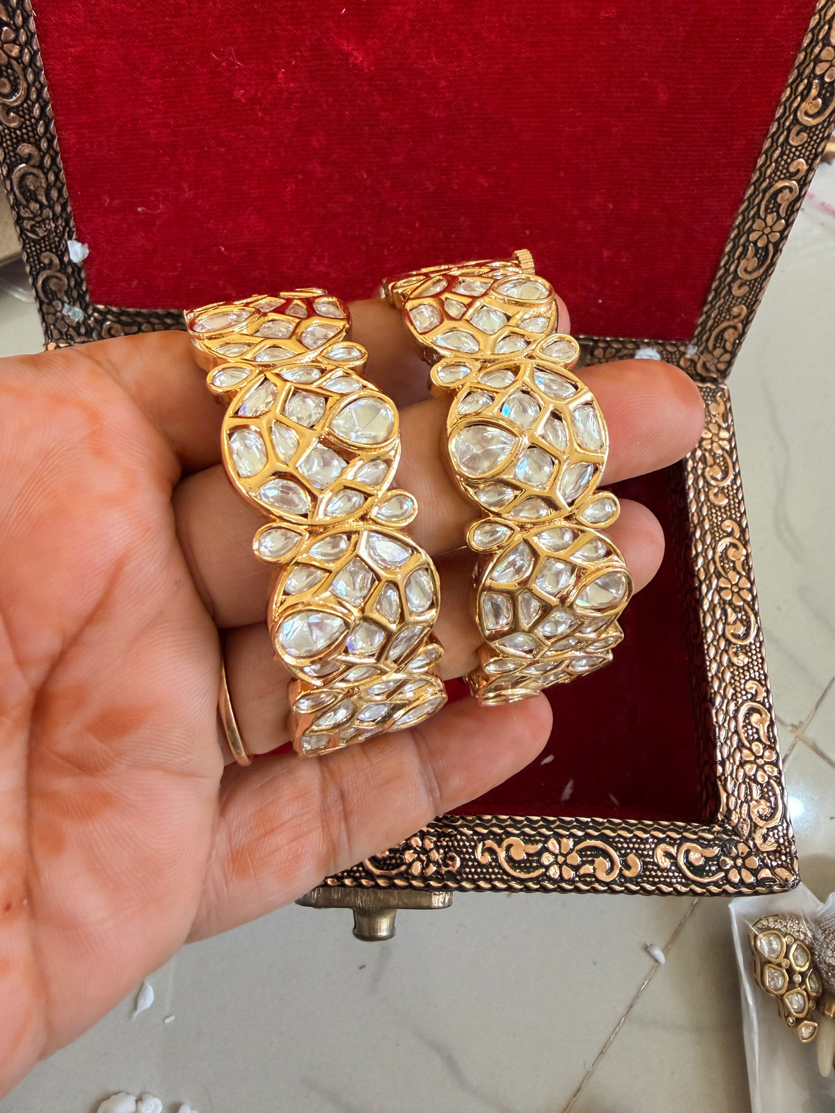 Statement Moissanite Polki Screw openable Bangles