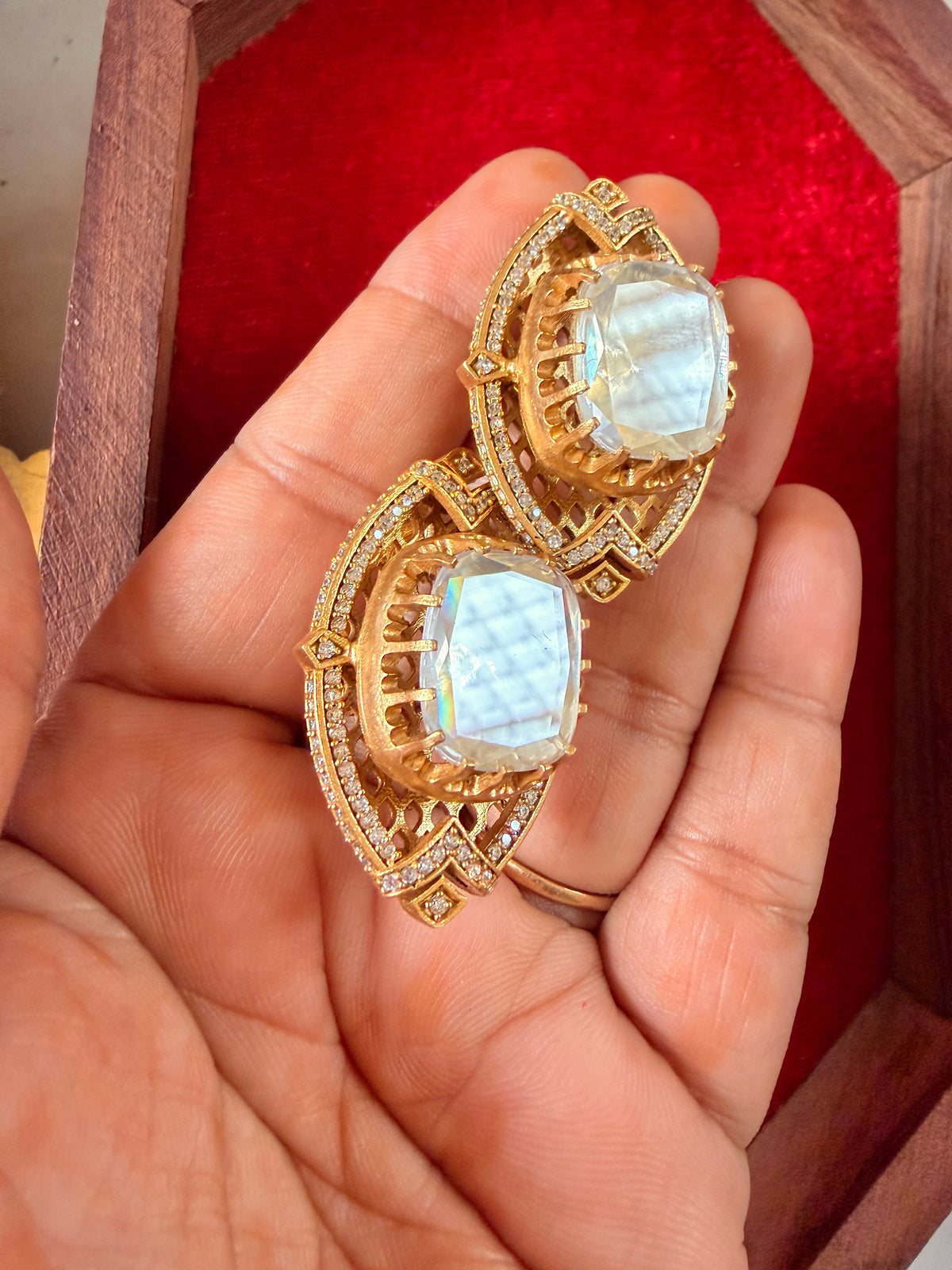 Statement Evil Eye Polki Moissanite Studs with Screw Back