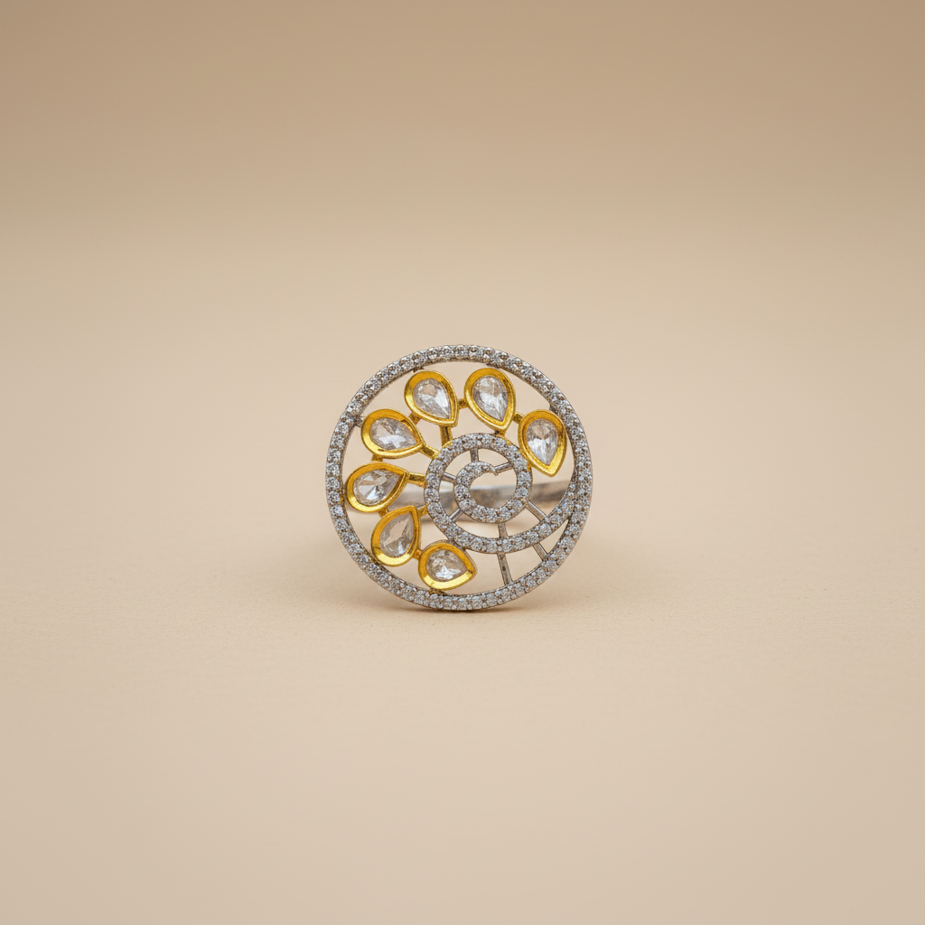 Kundan Zircon Statement Adjustable Size Rings
