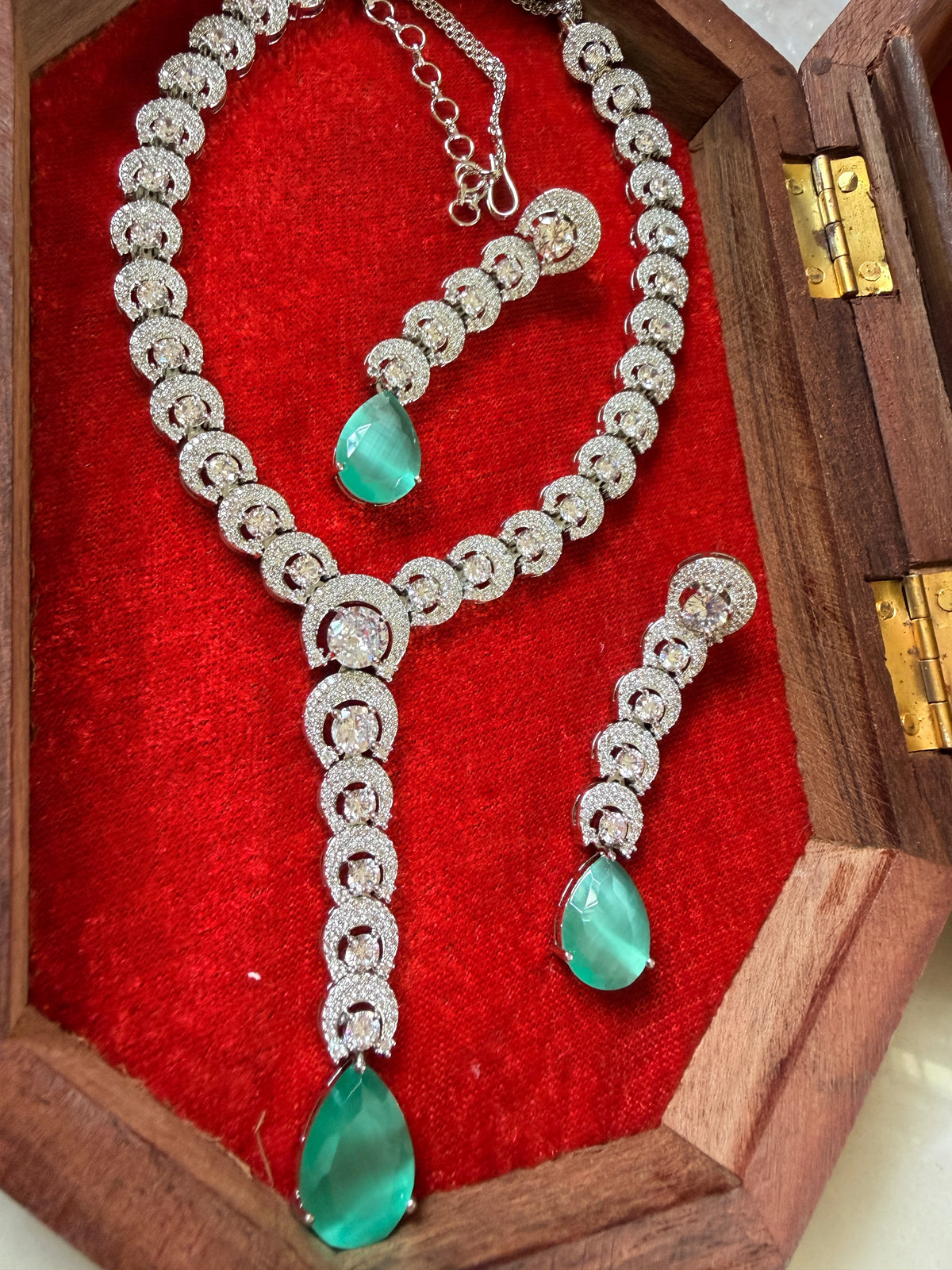 Designer American Diamond Silver Plated Necklace Set