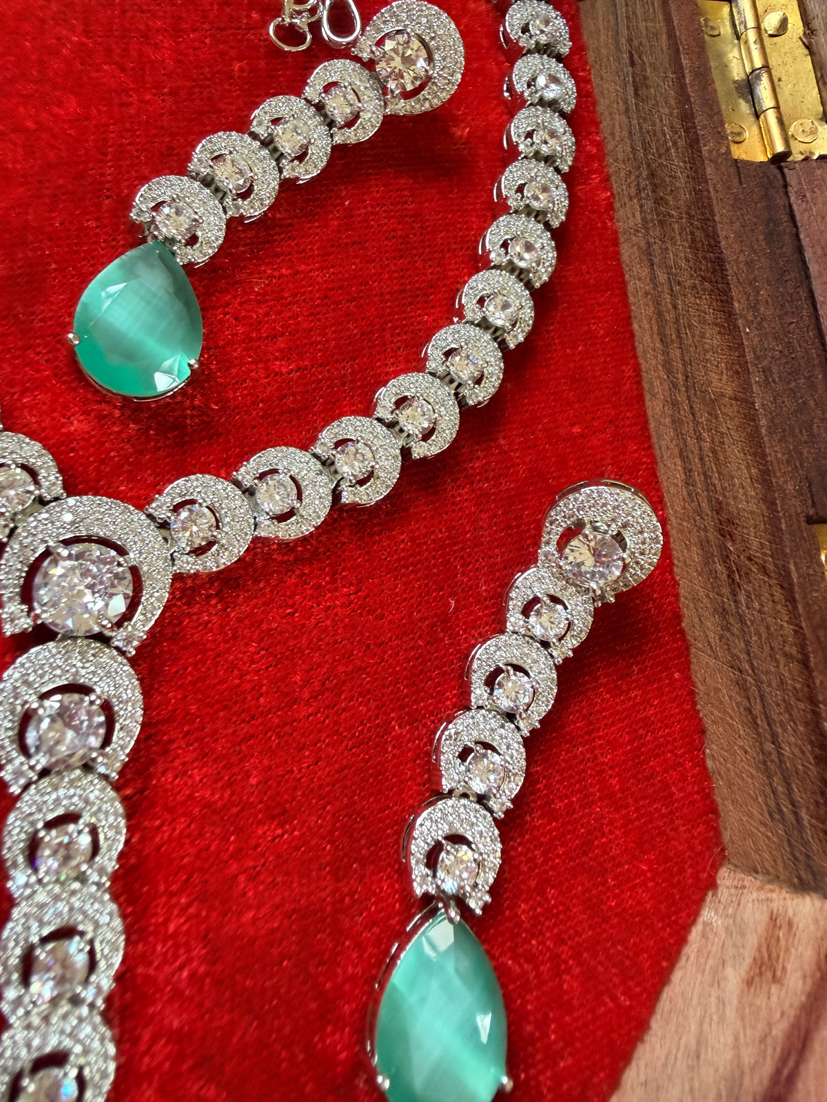 Designer American Diamond Silver Plated Necklace Set