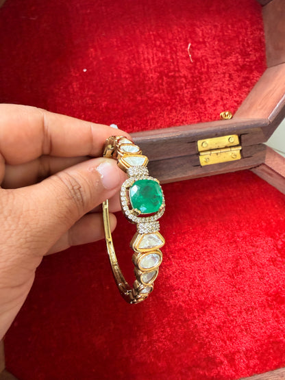 Emerald Doublet Moissanite Studded Bracelet
