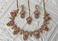 Pastel Pink American Diamond Necklace Set