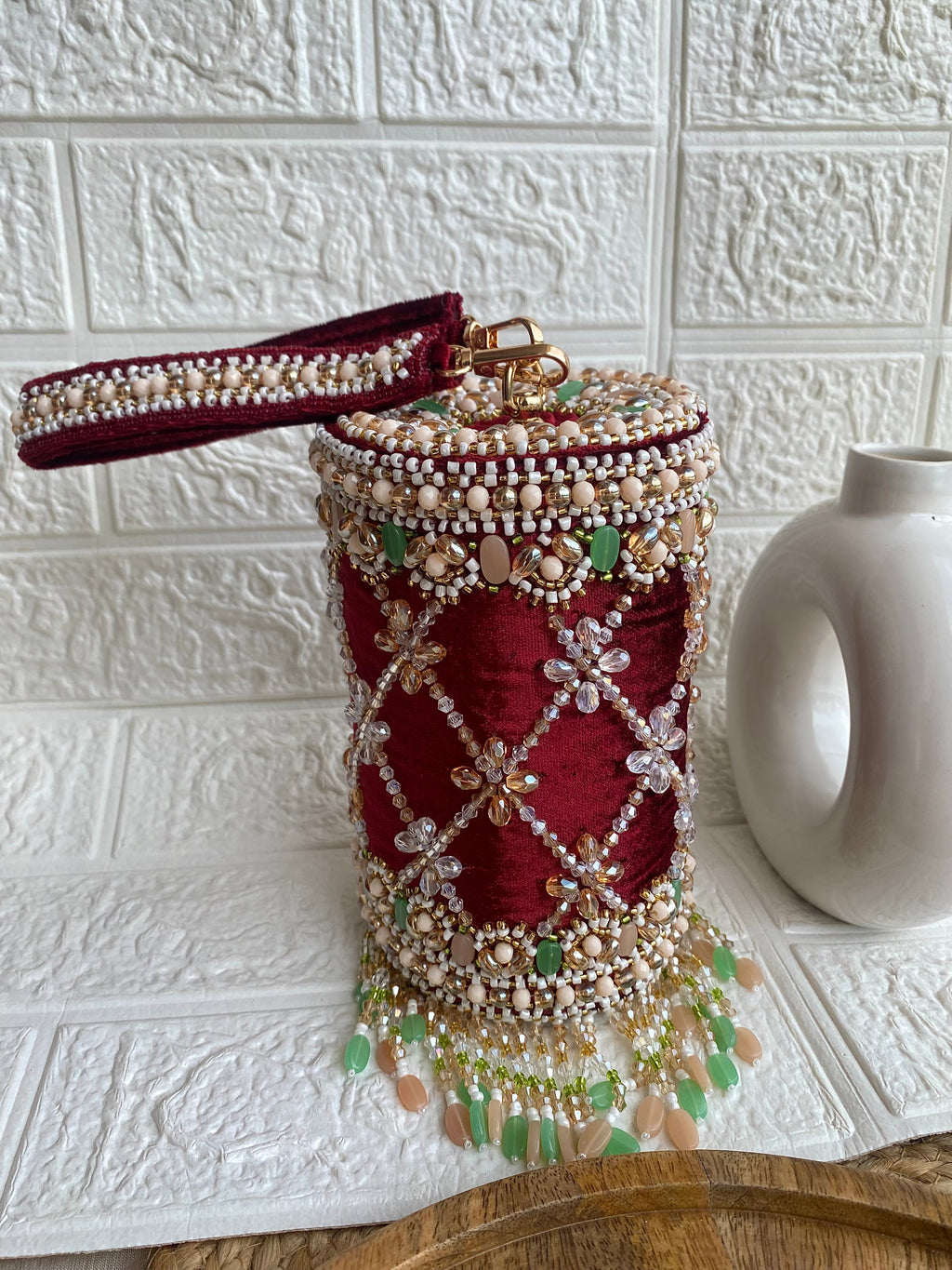 Signature Maroon Beads Luxe HandBag