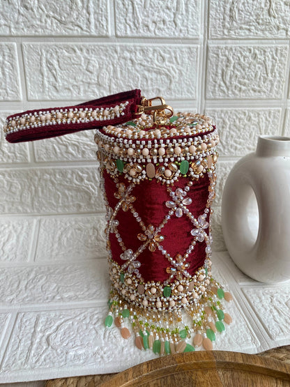Signature Maroon Beads Luxe HandBag