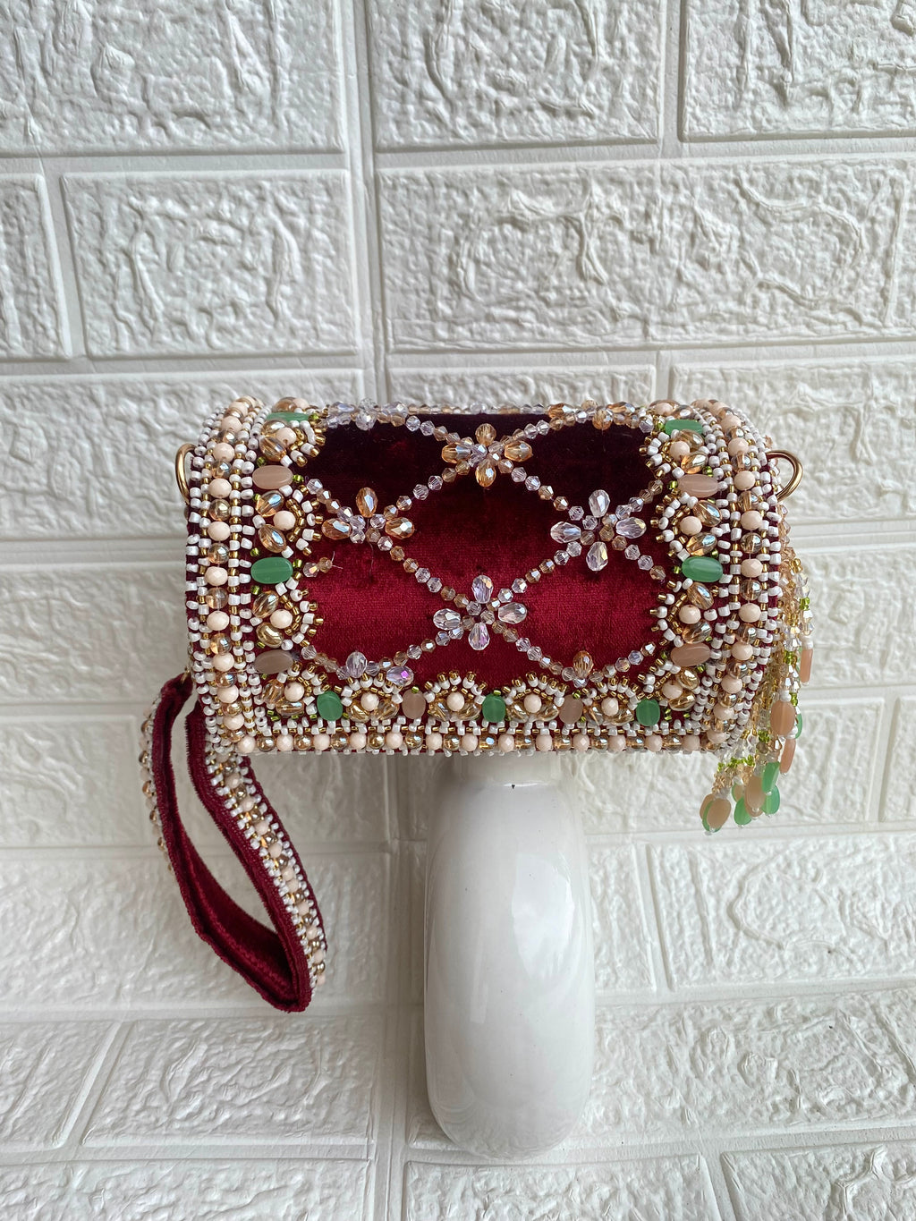 Signature Maroon Beads Luxe HandBag