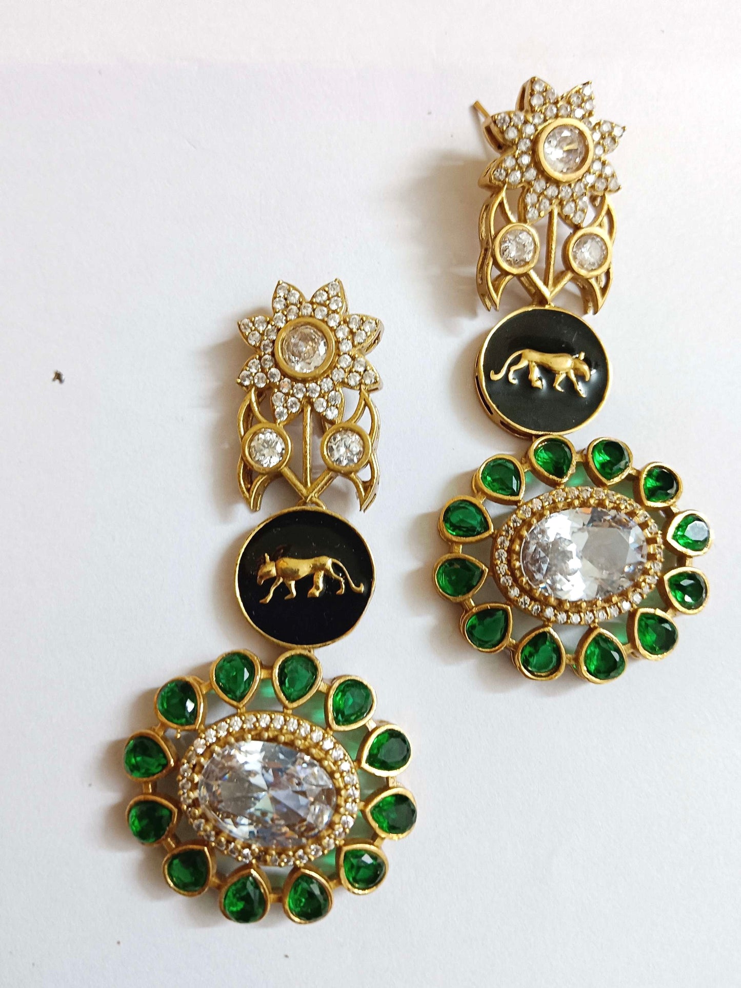 Dilkash Moissanite Kundan Tiger Earrings