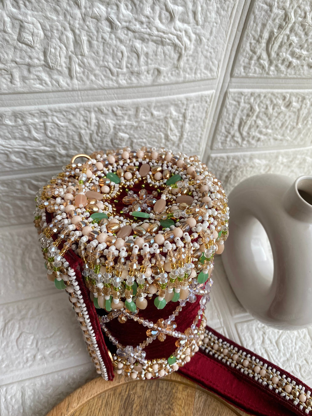 Signature Maroon Beads Luxe HandBag