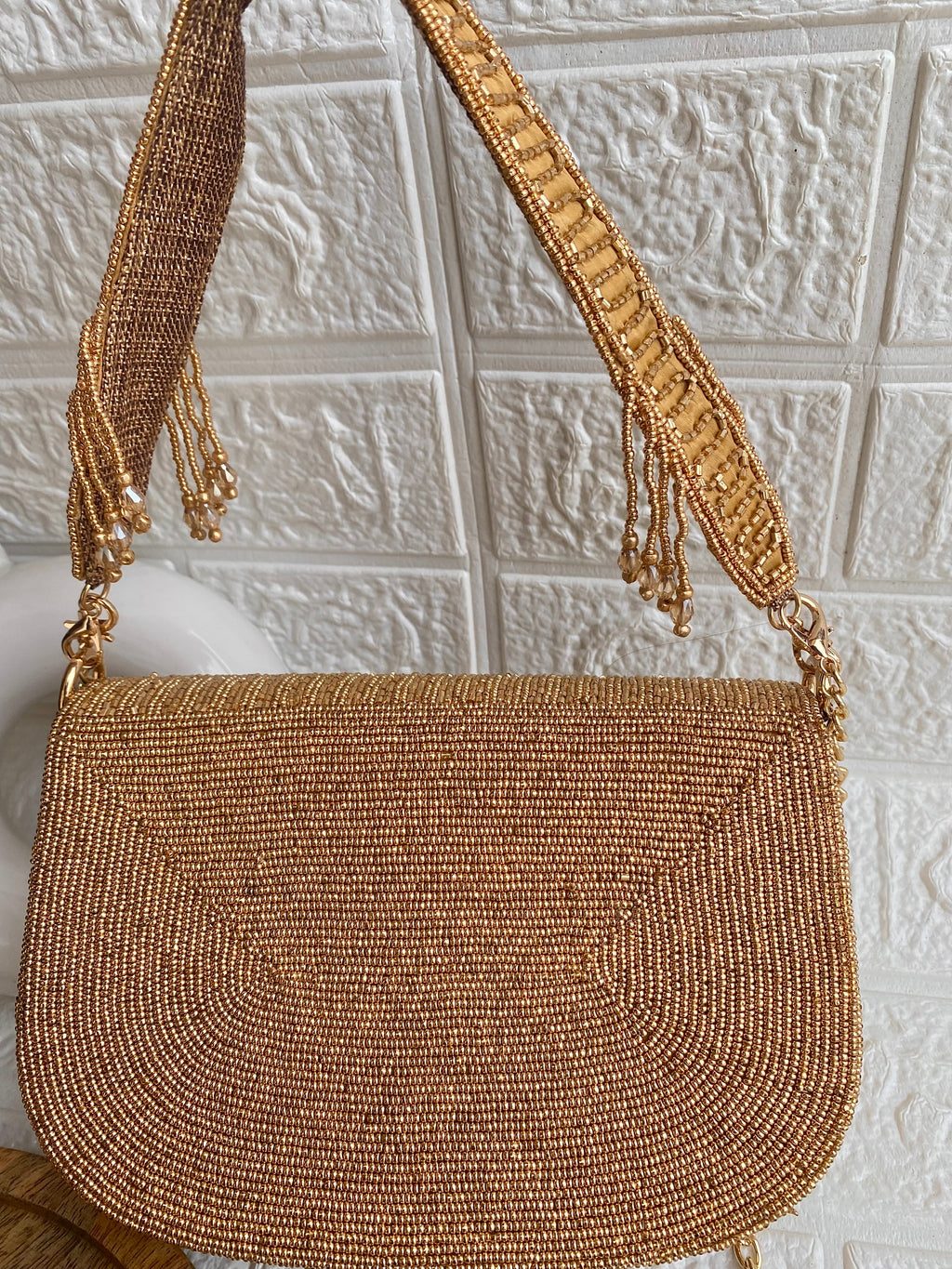 Statement Shell Heavy Beads Luxe HandBag