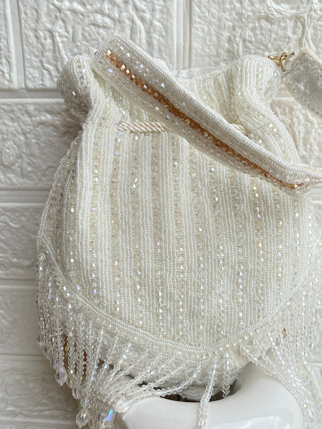 Signature Handcrafted Double Sided Dual Color Pearl Beads Potli Bag