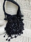 Gorgeous Black Tiny Pearl Beads Potli Bag