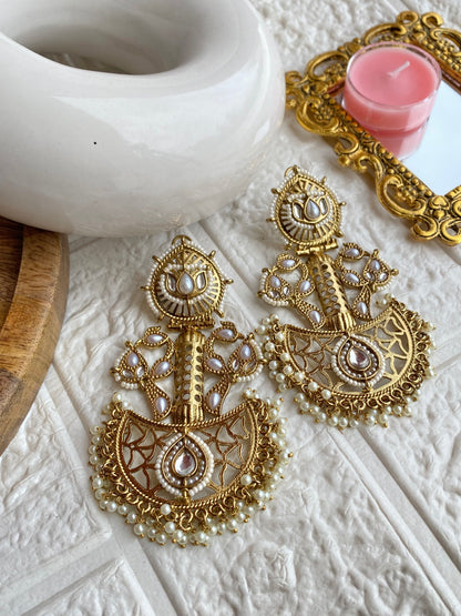 Statement Celebrity kundan Pure Brass Earrings