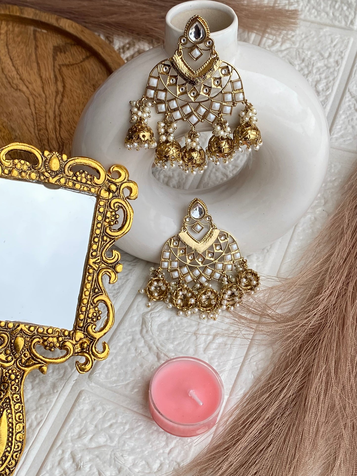 Jharoka Gold Plated Kundan Earrings