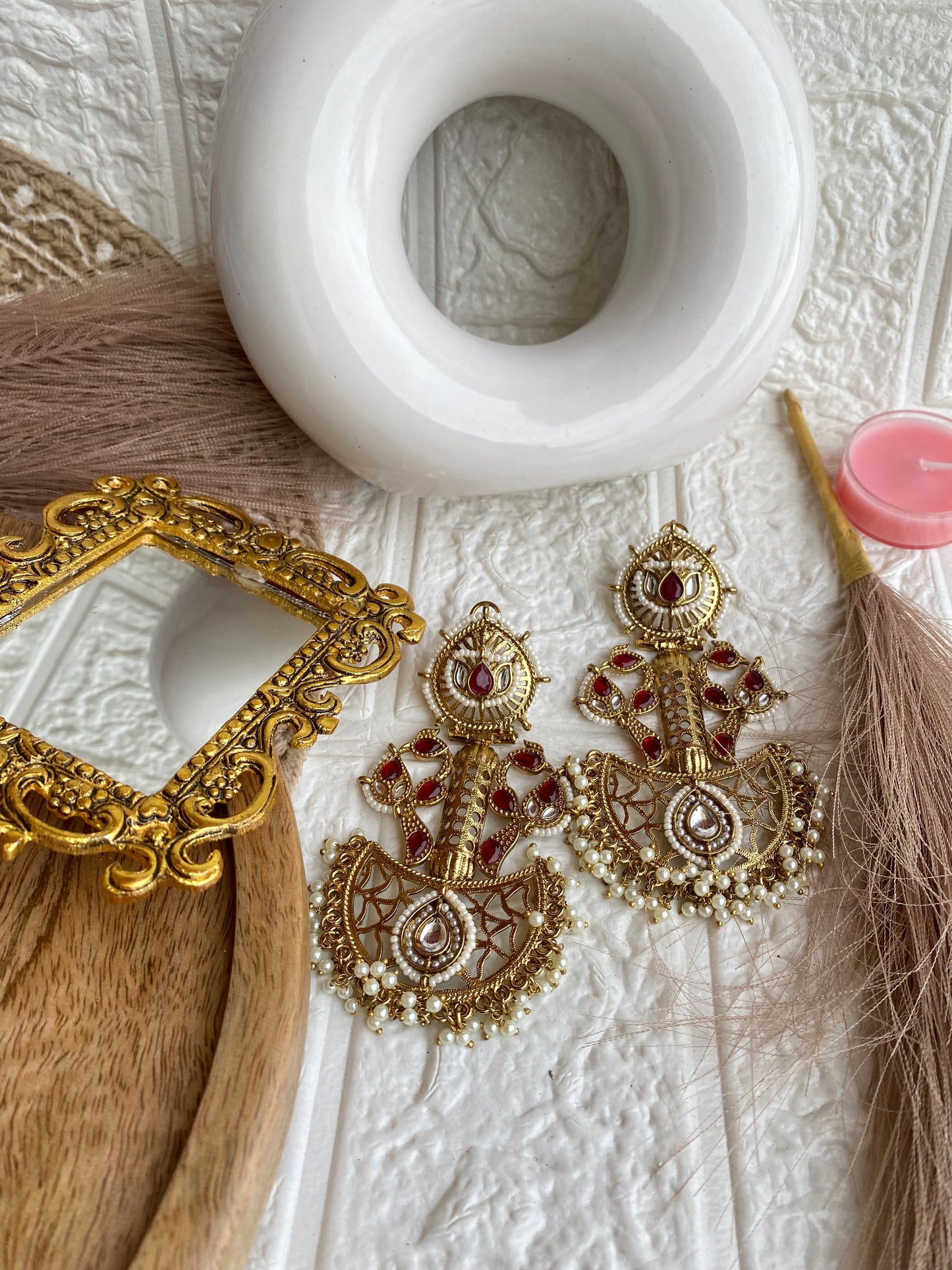 Statement Celebrity kundan Pure Brass Earrings