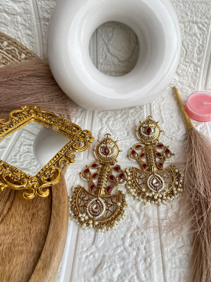 Statement Celebrity kundan Pure Brass Earrings