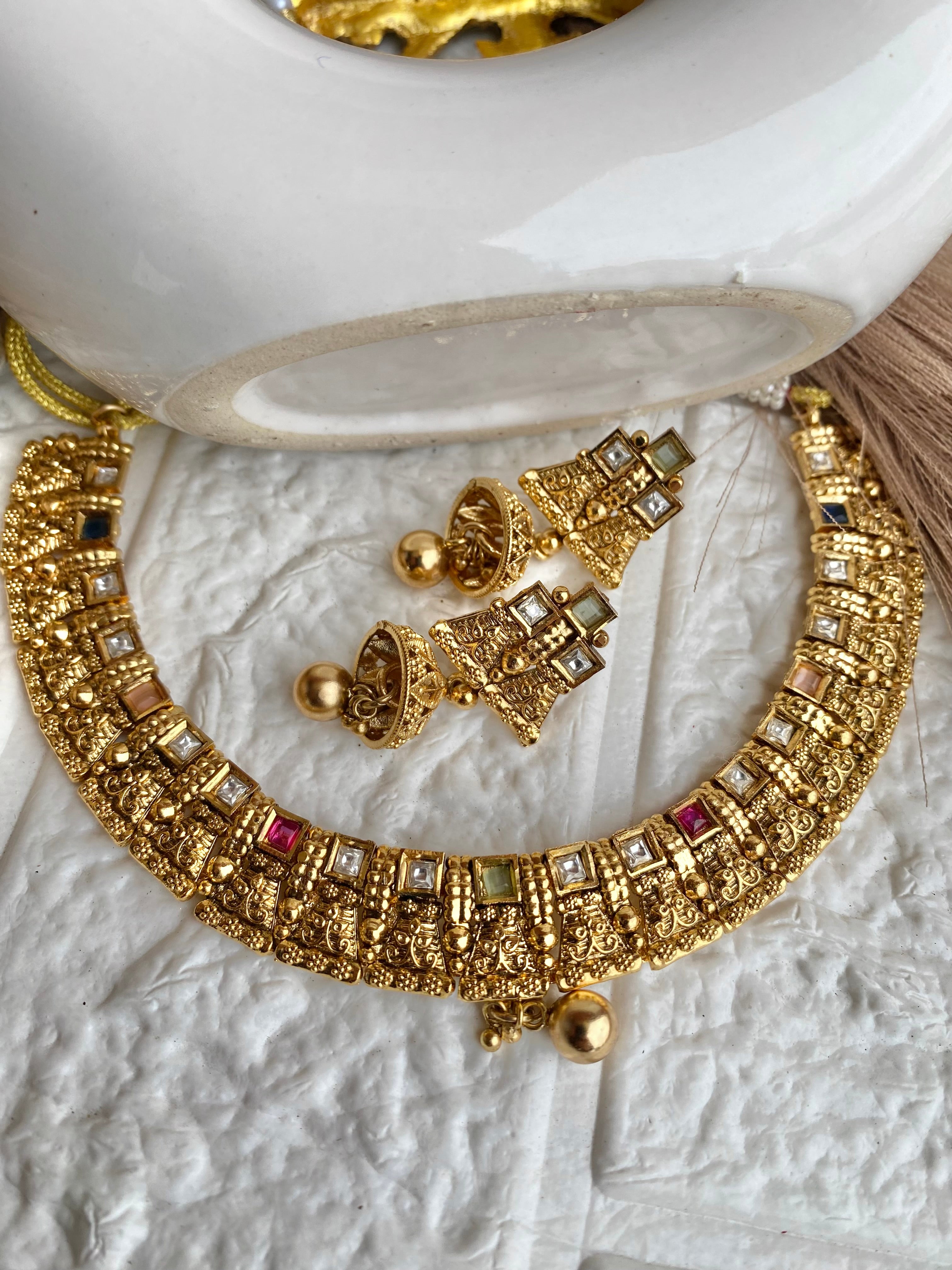 Kundan  Gold Plated Pure Brass Necklace set